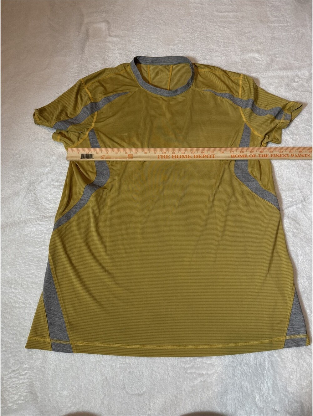Lululemon Metal Vent Tech Shirt Men's XL Yellow Grey Short Sleeve Training Top - Picture 3 of 7